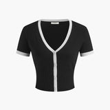 Beyaz Siyah Detaylı Triko İkili Takım