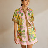 Günlük Baskılı Kontrast Etekli Şort Takım