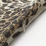 Leopar Desenli V Yaka Kolsuz Elbise