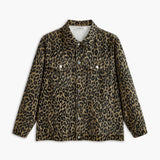 Leopar Desenli Oversize Kot Ceket