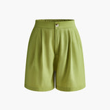 Asimetrik Düğmeli Pileli Şort Takım