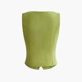 Asimetrik Düğmeli Pileli Şort Takım