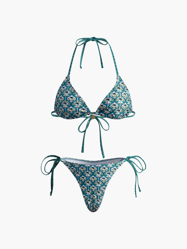 Baskılı Dantelli Bikini Takımı