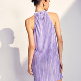 Drapeli Halter Pileli Kısa Elbise