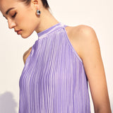 Drapeli Halter Pileli Kısa Elbise