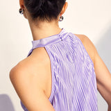 Drapeli Halter Pileli Kısa Elbise