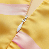 Halter Sırt Dekolteli Baskılı Uzun Elbise