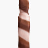 Pileli Renk Bloklu Degrade Elbise