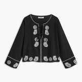 Nakış Detaylı Uzun Kollu Pamuklu Bluz