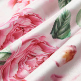 Baskılı Saten Uzun Kollu Kemer Elbise