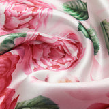 Baskılı Saten Uzun Kollu Kemer Elbise