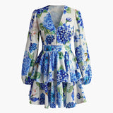 Grape Printed Ruffle Corset Dress