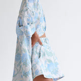 Yaka Çiçek Desenli Kemerli Şort Takımı