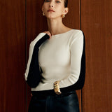 Siyah-Beyaz Kontrast Uzun Kollu Kazak