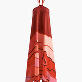 Desenli Drapeli Kolsuz Uzun Elbise