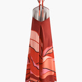 Desenli Drapeli Kolsuz Uzun Elbise