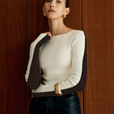 Siyah-Beyaz Kontrast Uzun Kollu Kazak