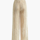 Krem Halter Yaka Pliseli Pantolon Takım