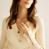 Nervürlü Düğmeli Çapraz Kazak