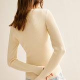 Nervürlü Düğmeli Çapraz Kazak