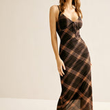 Kravat Yaka File Maxi Elbise