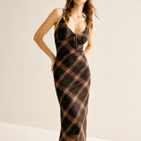 Kravat Yaka File Maxi Elbise