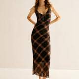 Kravat Yaka File Maxi Elbise