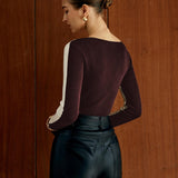 Siyah-Beyaz Kontrast Uzun Kollu Kazak