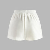 Beyaz Halter Yaka Bağlamalı Şortlu Takım