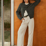 Düz Fiyonklu Kruvaze Hırka