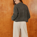 Düz Fiyonklu Kruvaze Hırka