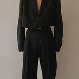 Siyah Crop Blazer Ceket