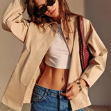 Beige Elegance Crop Ceket