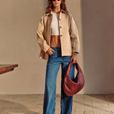 Beige Elegance Crop Ceket