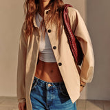 Beige Elegance Crop Ceket