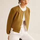 Olive Grace Ribbed Bomber Jacket