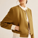 Olive Grace Ribbed Bomber Jacket