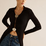 Parlak Halkalı Nervürlü İnce Hırka