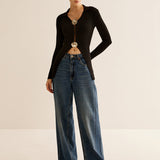 Parlak Halkalı Nervürlü İnce Hırka