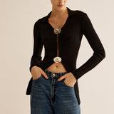 Parlak Halkalı Nervürlü İnce Hırka