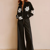 Çiçek Desenli Polar Ceket