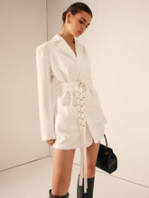 White Grace Belted Blazer Ceket