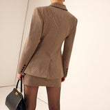 Classic Elegance Checkered Blazer Ceket