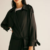 Jet Black Uzun Trençkot