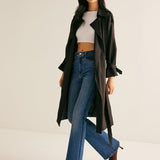 Jet Black Uzun Trençkot