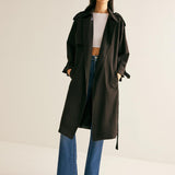 Jet Black Uzun Trençkot