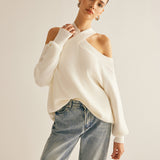 Çapraz Sırtlı Omuz Açık Triko Kazak