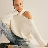 Çapraz Sırtlı Omuz Açık Triko Kazak