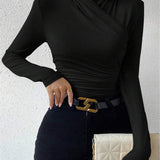 Şık Kruvaze Detaylı Bej Bluz