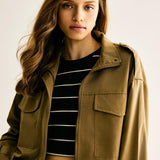 Bold Military Crop Ceket